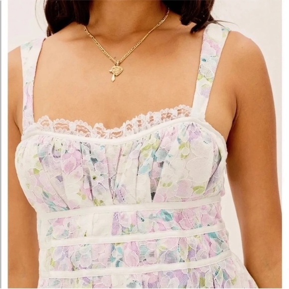 For Love And Lemons Loretta Lace Floral Mini Dress Ivory NWT Size XS - Picture 6 of 14